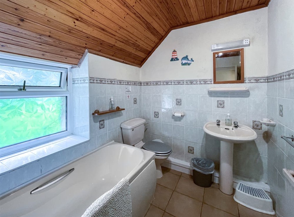 Family Bathroom with over bath shower at Hafod Fach in Moylegrove, near Preseli Hills, Dyfed