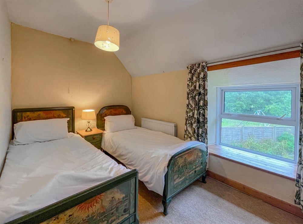 Twin bedroom upstairs With pretty garden views at Hafod Fach in Moylegrove, near Preseli Hills, Dyfed