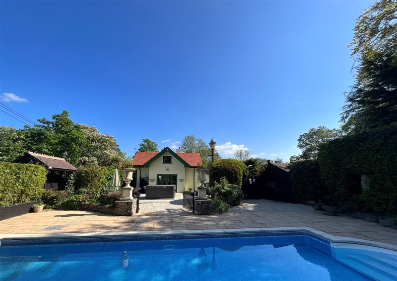 There is a swimming pool at Hafod Lodge, Hensol near Pontyclun