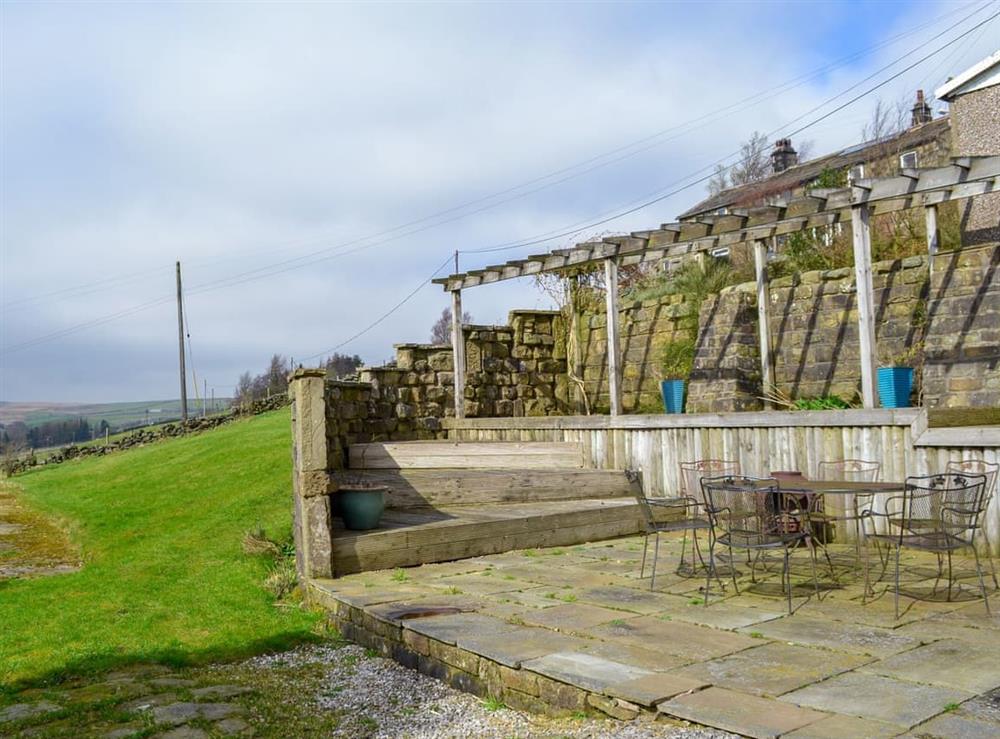 Sitting-out-area at Halstead Green Farm in Colden, near Hebden Bridge, Yorkshire, West Yorkshire