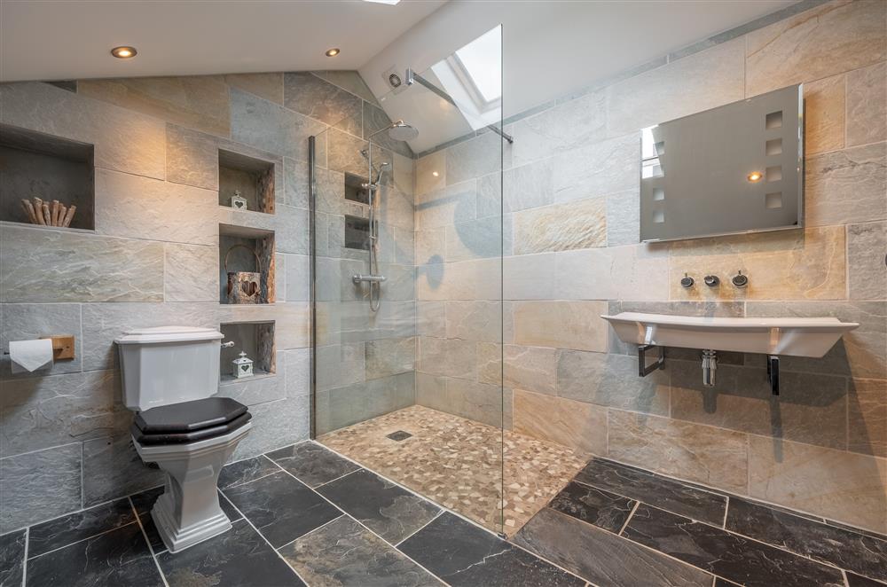 First floor: The en-suite shower room for bedroom two at Ham Farm, Sydling St Nicholas