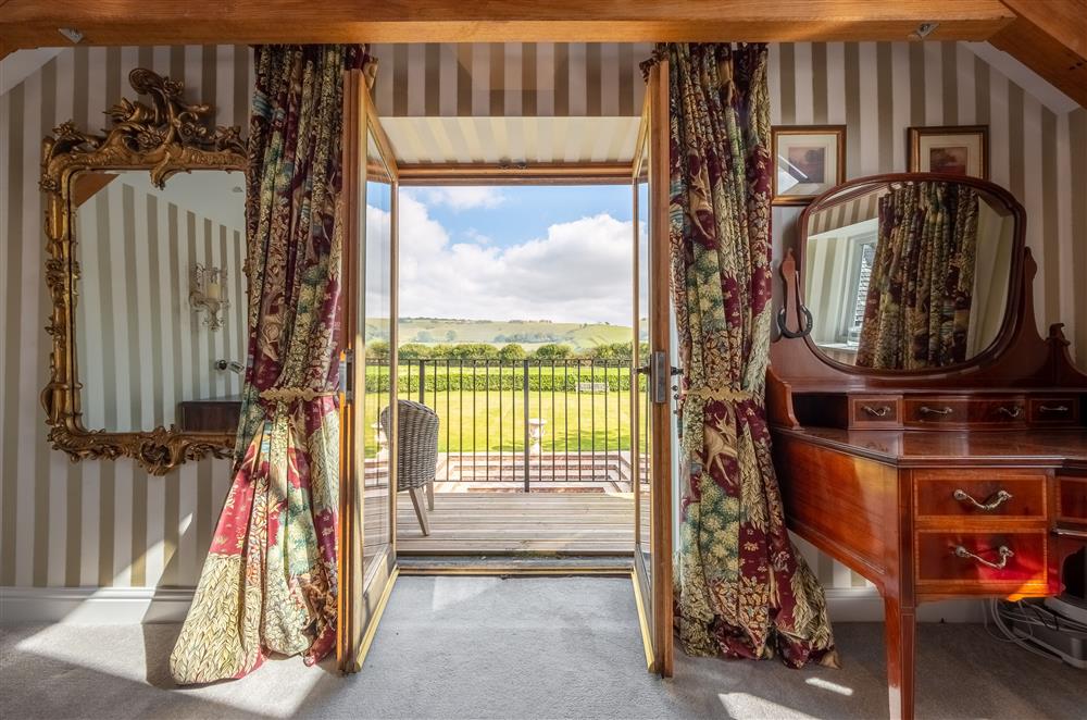 French doors leading to private balcony  at Ham Farm, Sydling St Nicholas