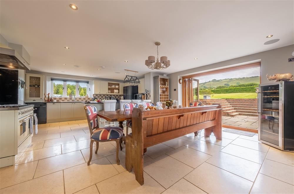 Ground floor: Open-plan dining area extending to the kitchen at Ham Farm, Sydling St Nicholas