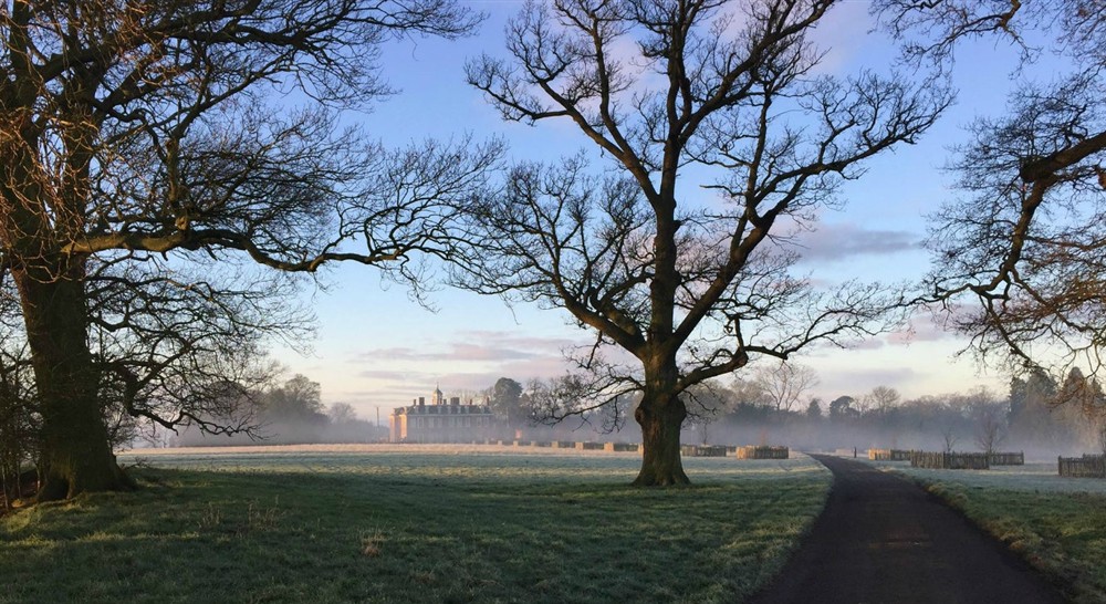 A misty morning at Hanbury Lodge in Droitwich, Worcestershire