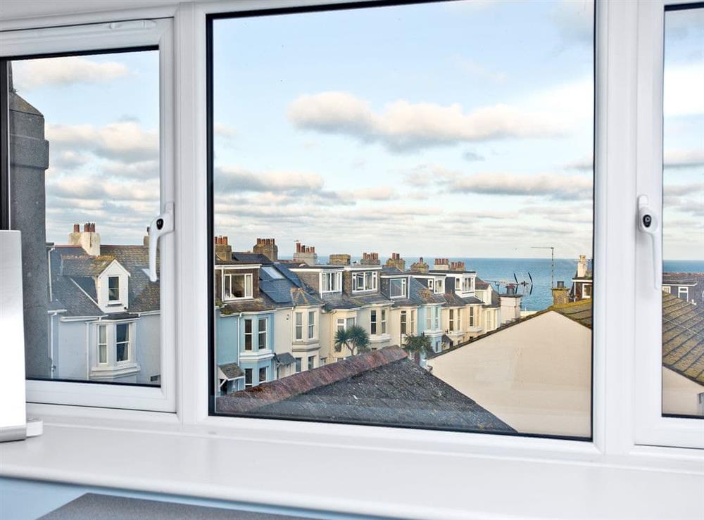 Wonderful sea views from back bedroom at Happy Place in Brixham, Devon