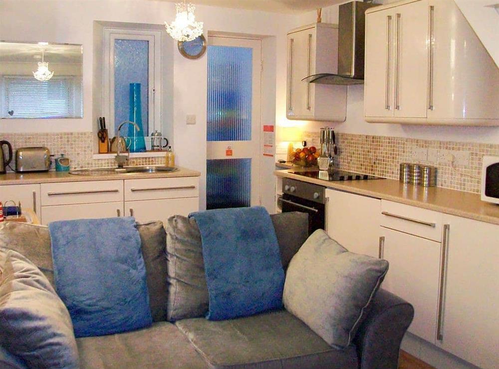 Open plan living space at Harbour Lights in Newlyn, near Penzance, Cornwall