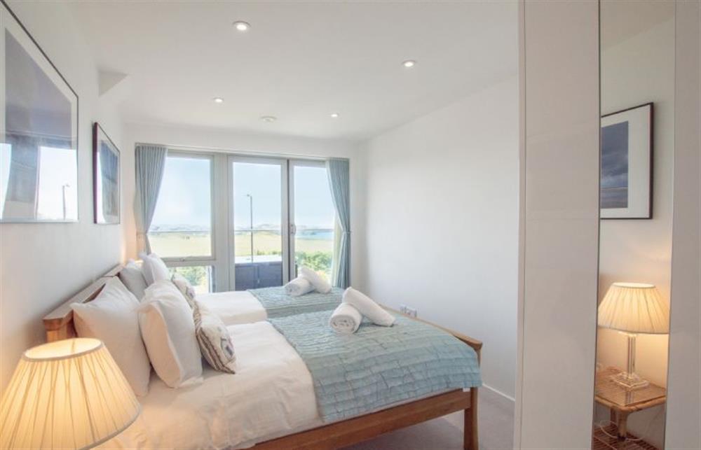Bedroom two with twin 3’ single beds at Harbour Lights, Newquay 