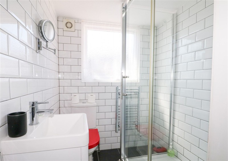 This is the bathroom at Harbour Road Quirky Beach Railway Carriages, Pagham