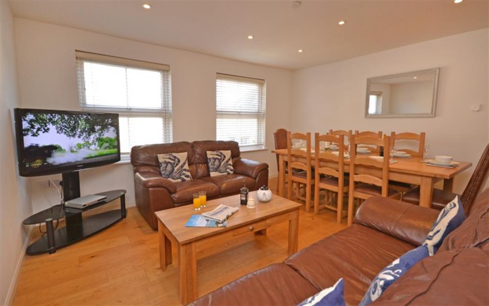 Another look at the open plan living area at Harbour View in Salcombe