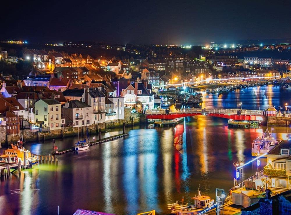 Harbour and centre of Whitby lit up
