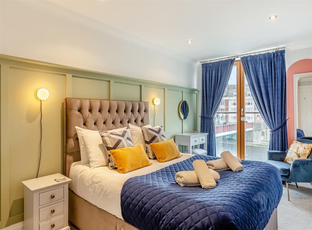 Double bedroom at Harbourside Landing in Weymouth, Dorset
