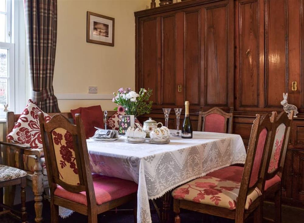 Dining area at Harebeck Cottage in Gosforth, near Whitehaven, Cumbria
