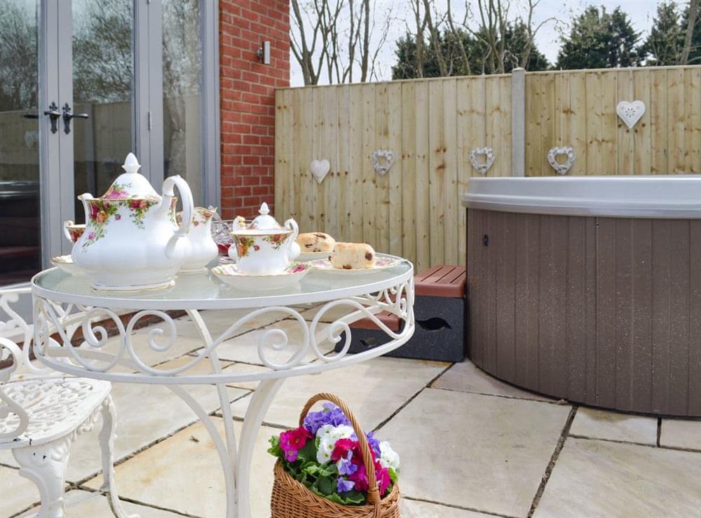 Attractive patio area at Hares Home in Thursford, near Fakenham, Norfolk