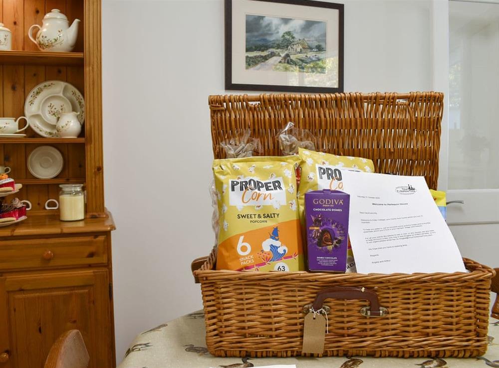 Welcome pack at Harlequin House in Holmfirth, West Yorkshire
