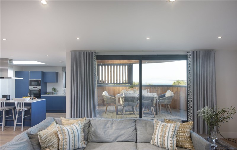 The living room at Harlyn Penthouse, Cornwall