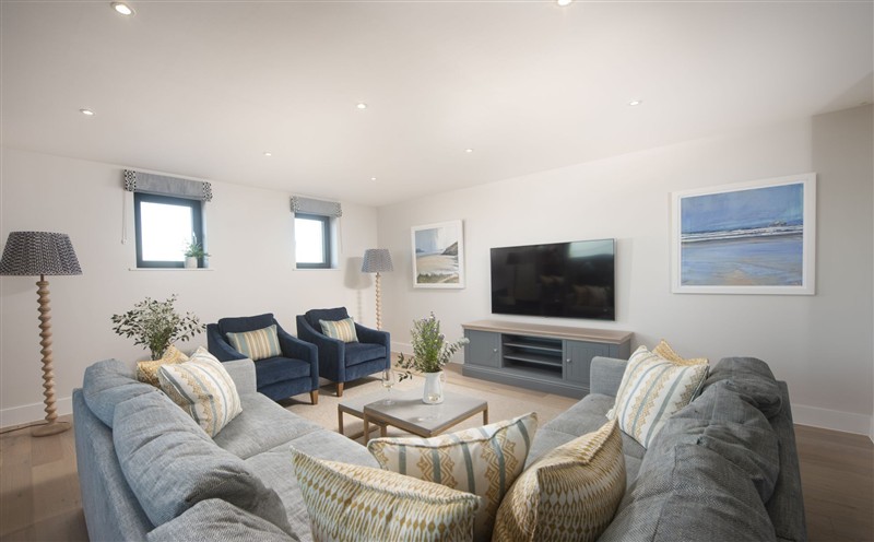 This is the living room at Harlyn Penthouse, Cornwall