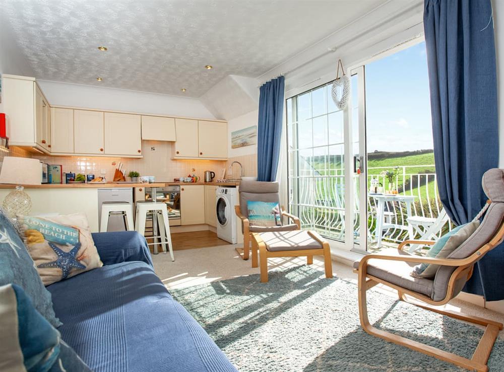 Open plan living space at Harmur in Hope Cove, near Kingsbridge, Devon