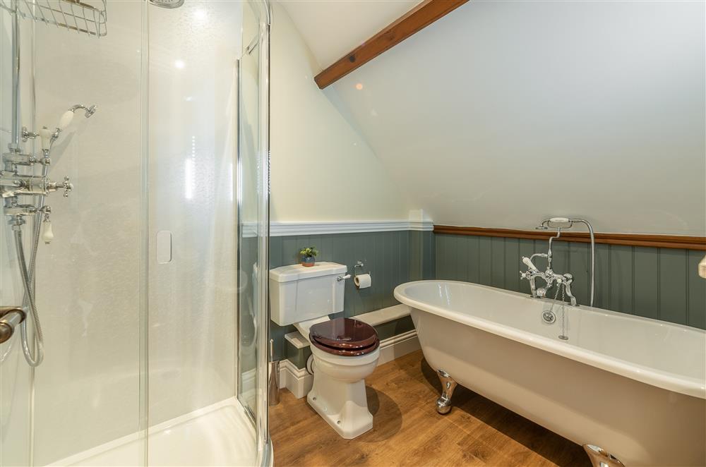 First floor: En-suite master bathroom with separate walk-in shower cubicle at Harome Chapel, Harome, near Helmsley 