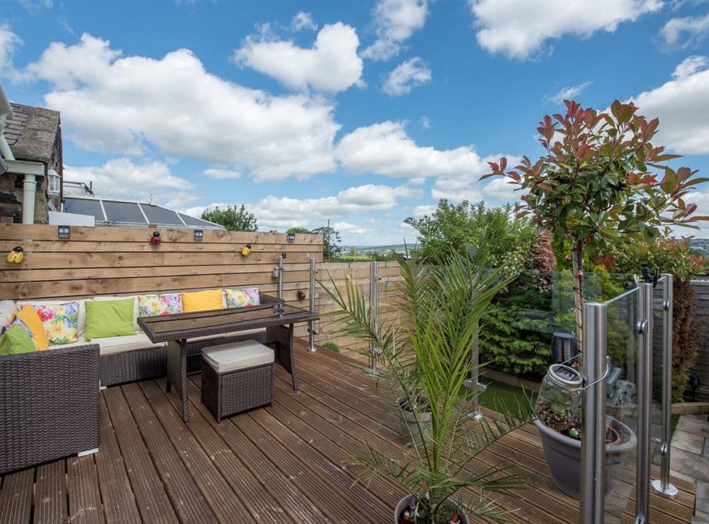 Decking at Harpers Cottage in Fence, near Burnley, Lancashire