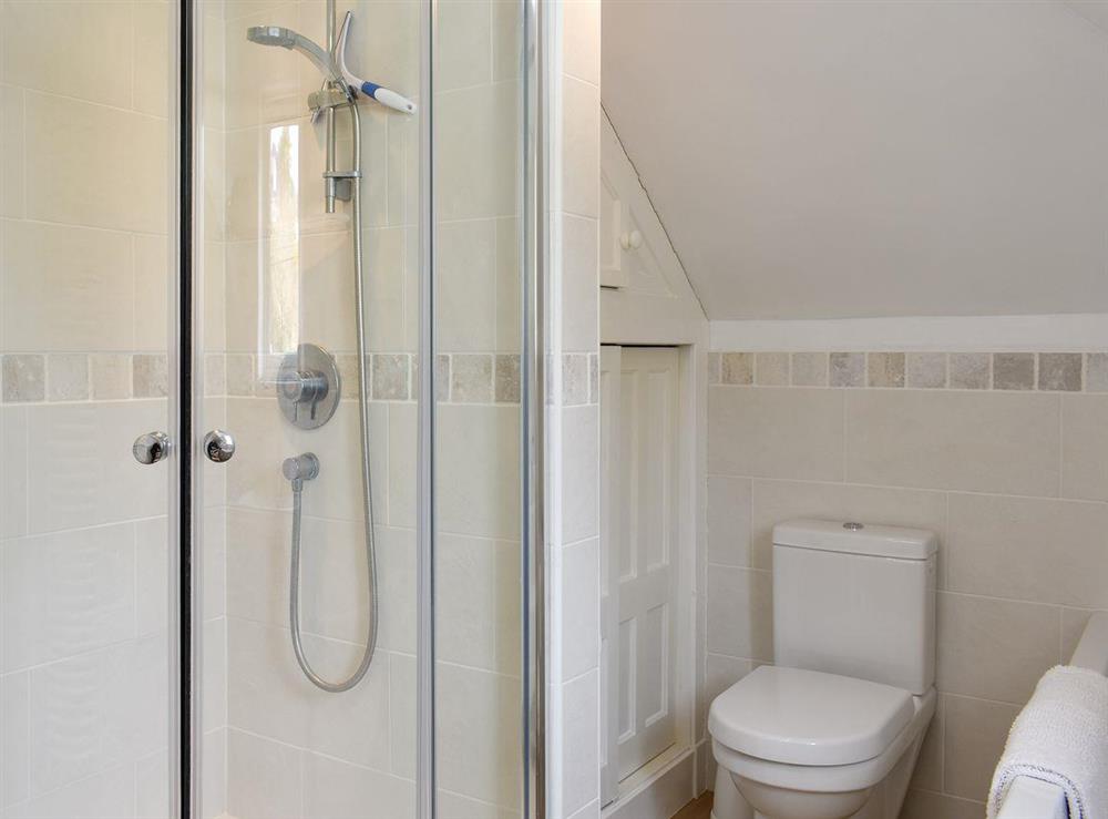 Family bathroom with shower cubicle and separate bath at Harport in Lamlash, Isle Of Arran