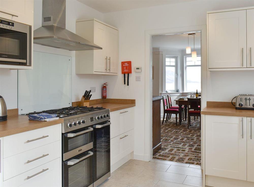 Fully appointed fitted kitchen adjoins the dining room at Harport in Lamlash, Isle Of Arran