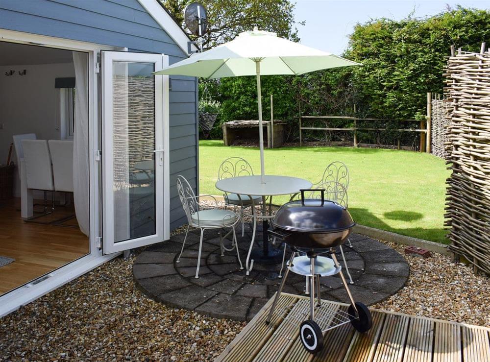 Sitting out area at Harrys Hut in Brighstone, near Freshwater, Isle of Wight