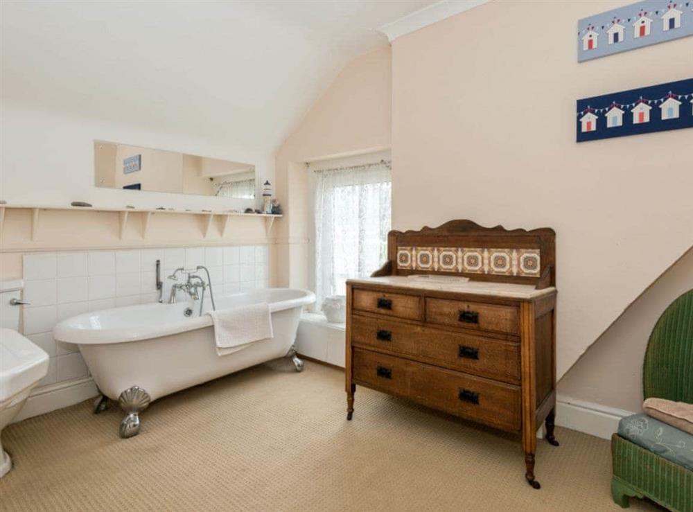 Family bathroom with roll-top bath at Hartrees House in Silecroft, Cumbria