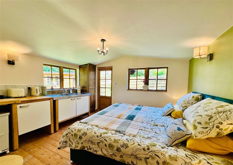 One of the bedrooms at Harveys Lodge, Helston