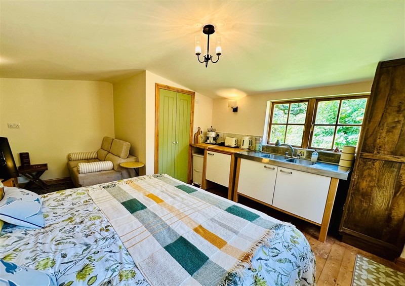 This is the bedroom at Harveys Lodge, Helston