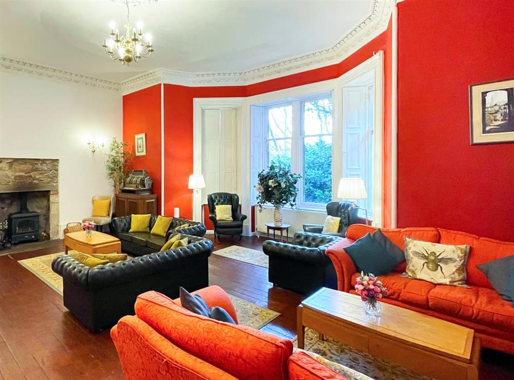 Living room at Harvieston Hall in Gorebridge, near Edinburgh, Midlothian