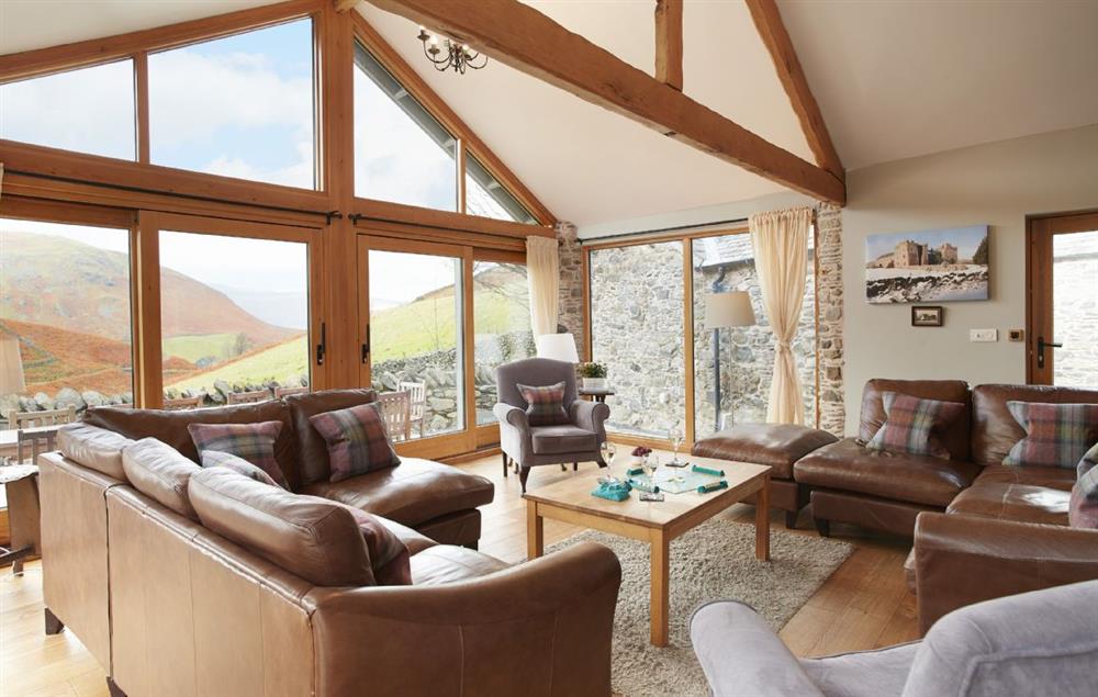 Open plan day room with spectacular views at Hause Hall Farm and Cruick Barn, Hallin Fell