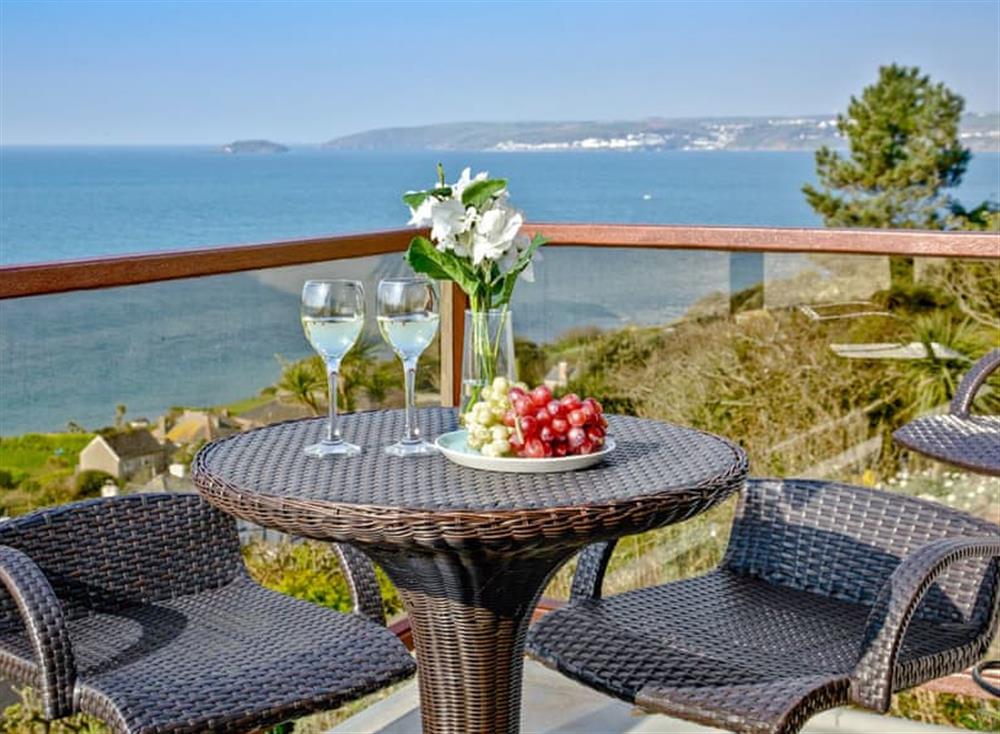Delightful sitting out area with sea views at Hawks Ridge in Downderry, Cornwall