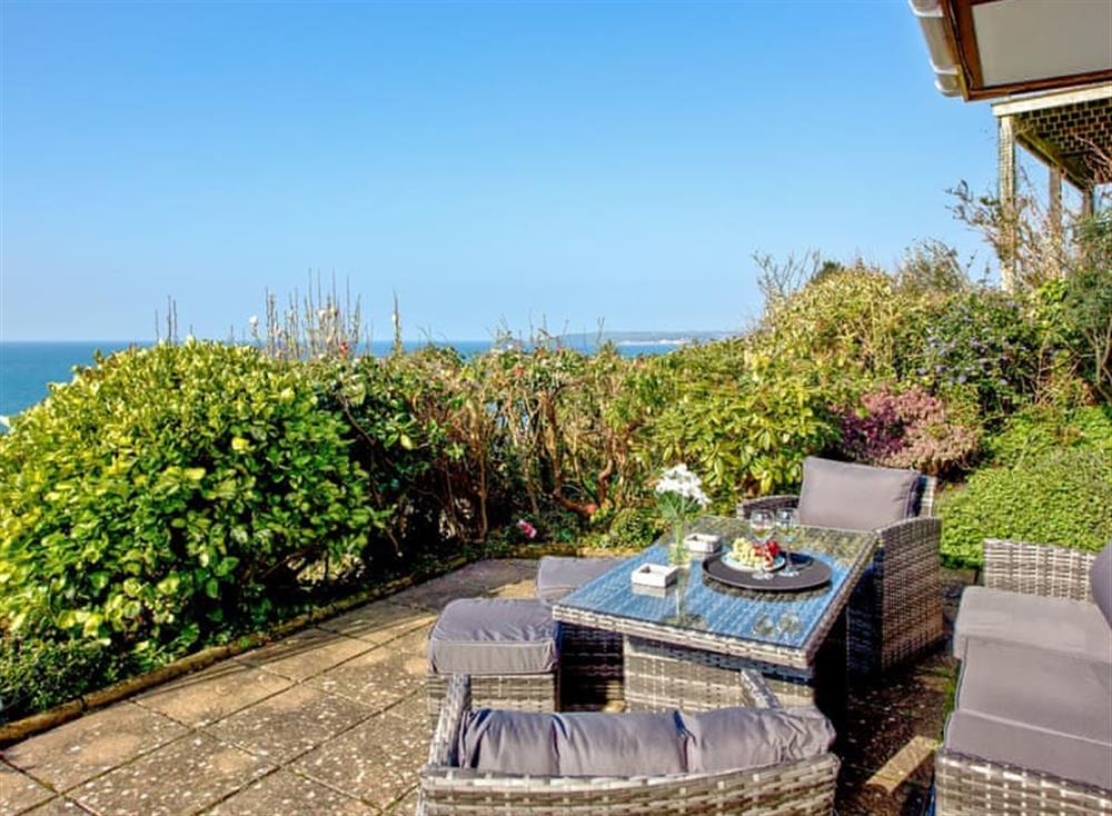 Sitting-out-area with fantastic views at Hawks Ridge in Downderry, Cornwall