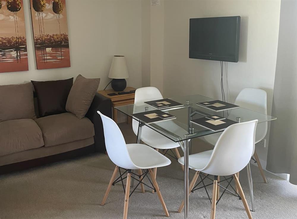 Open plan living space at Hawthorn Apartment in Woolsery, near Clovelly, Devon