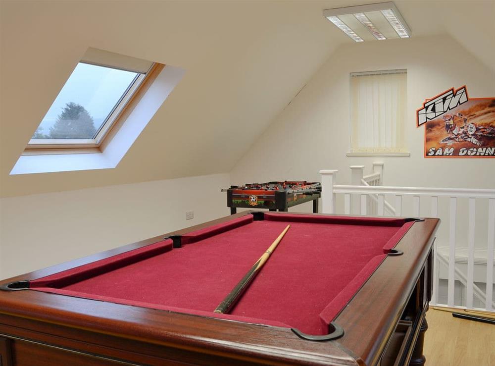 Entertaining games room with pool table, table tennis, table footbal at Hawthorn Cottage in Stranraer, Wigtownshire