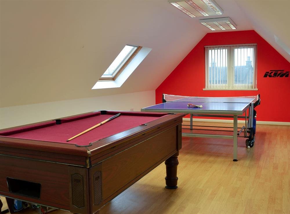 Entertaining games room with pool table, table tennis, table football at Hawthorn Cottage in Stranraer, Wigtownshire