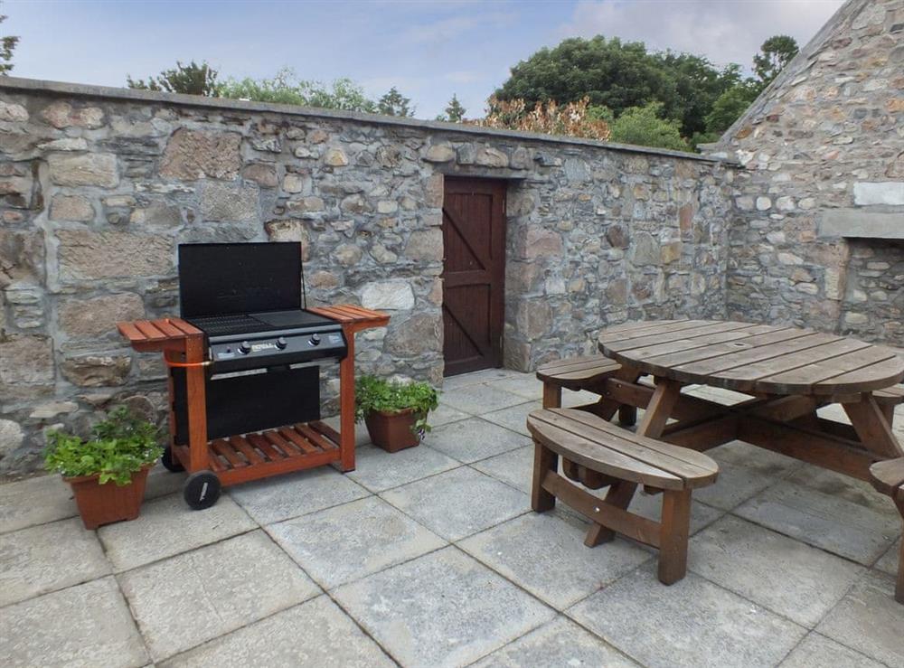 Patio at Hawthorn House in Tomintoul, near Grantown-on-Spey, Moray, Banffshire