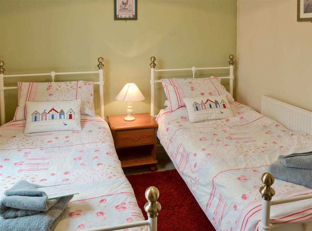 Intimate twin bedroom at Hay Cottage in St Austell, S. Cornwall., Great Britain