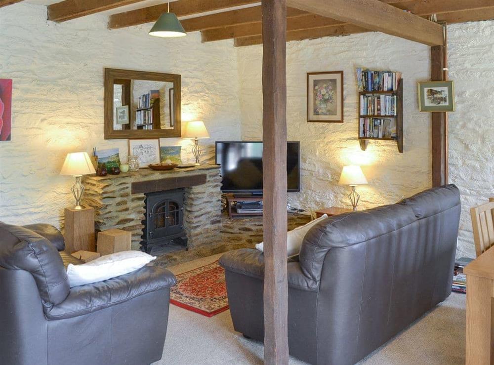 Characterful living area at Haybarn in Fowey, Cornwall