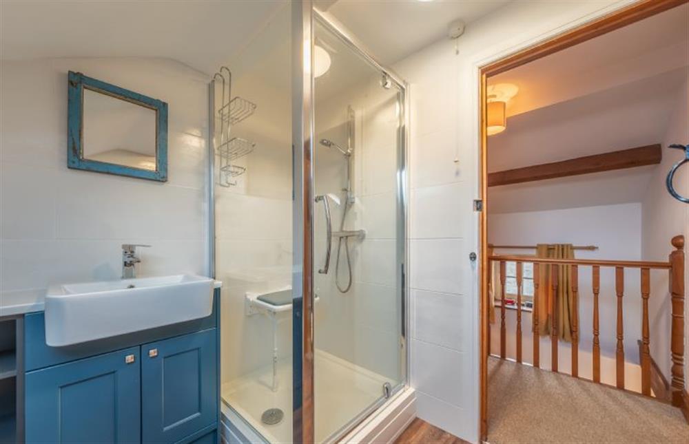 First floor: Shower room  at Hayloft Cottage, Wells-next-the-Sea