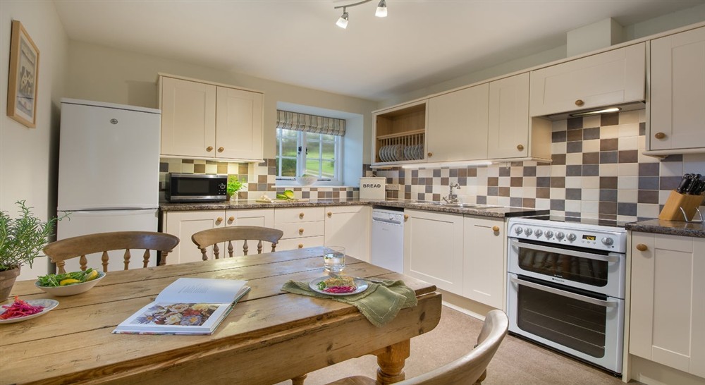 The kitchen and dining area at Hayloft in Truro, Cornwall