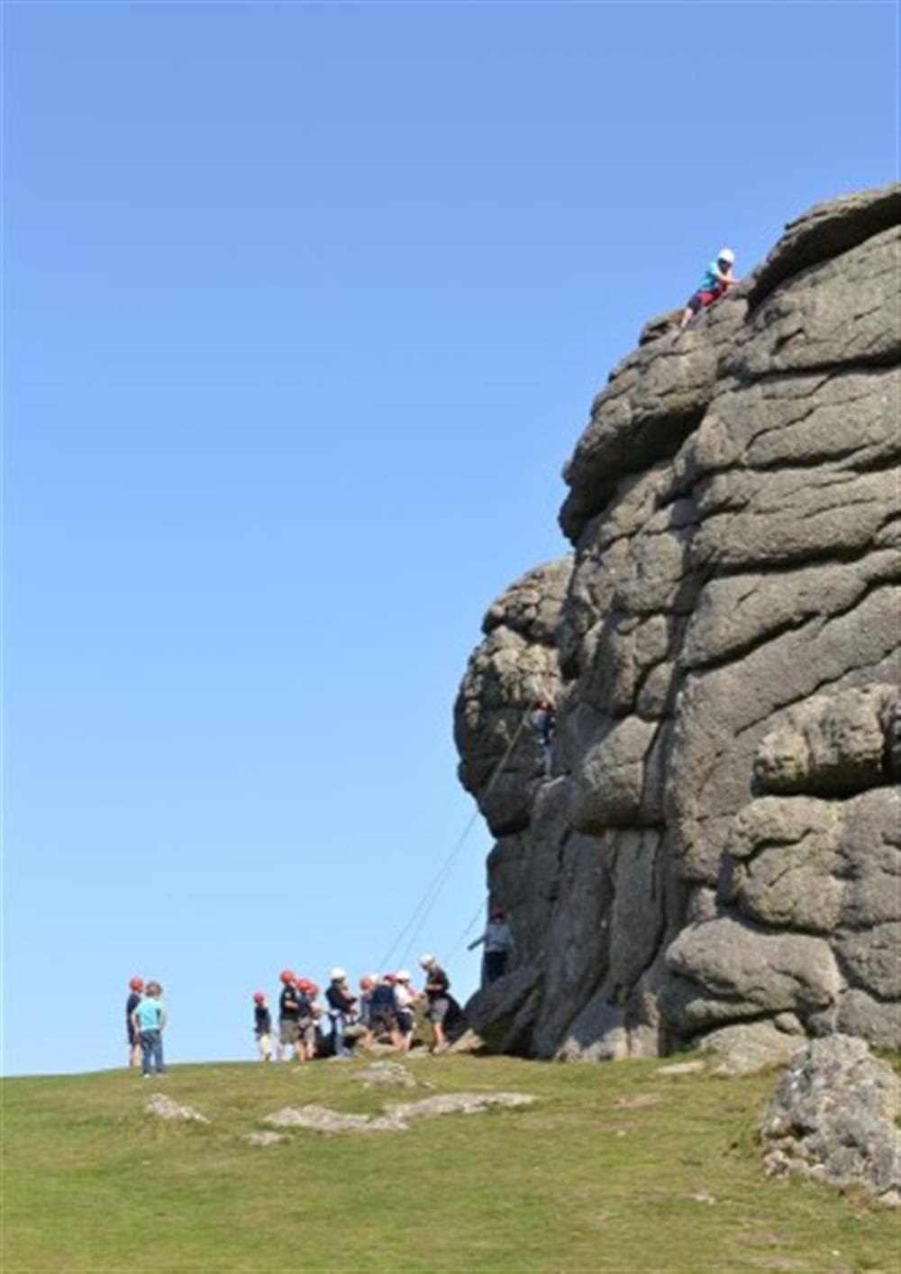 Climbing Haytor is a popular activity. at Haytor View in Haytor