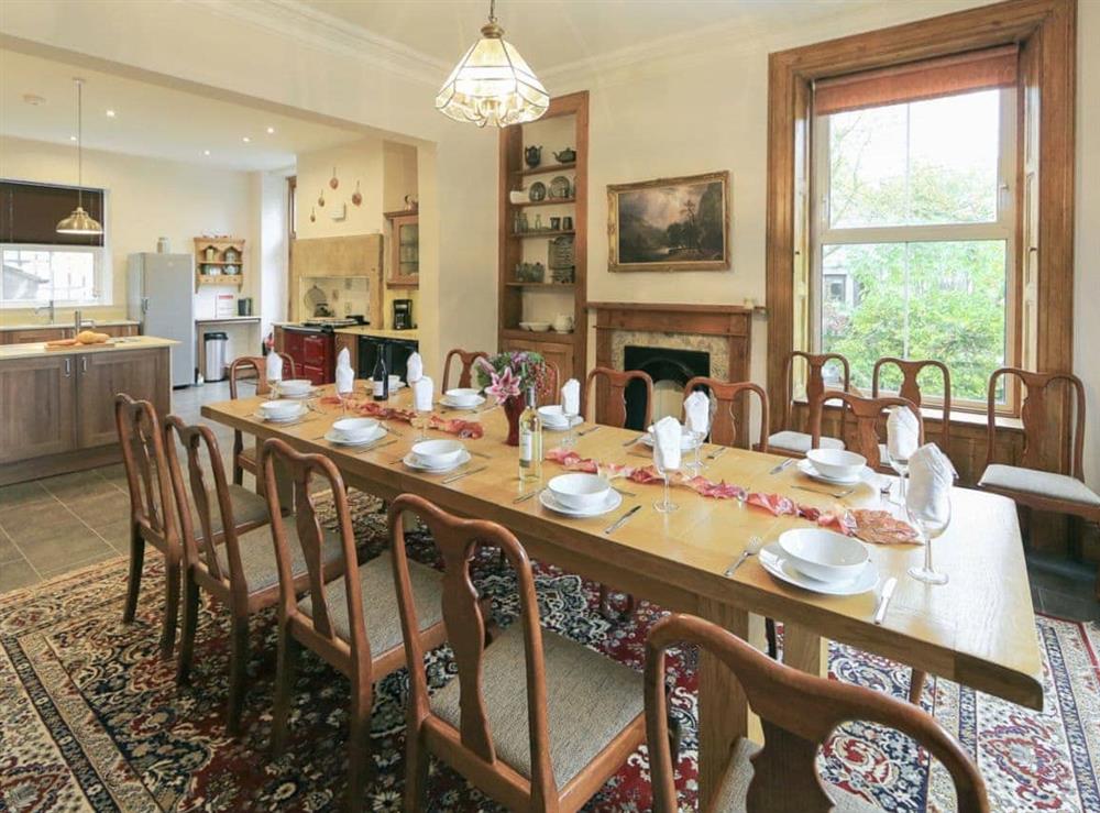 Dining area looking through to the well-equipped kitchen at Hazel Grove House in Near Kirkby Lonsdale, Lancashire