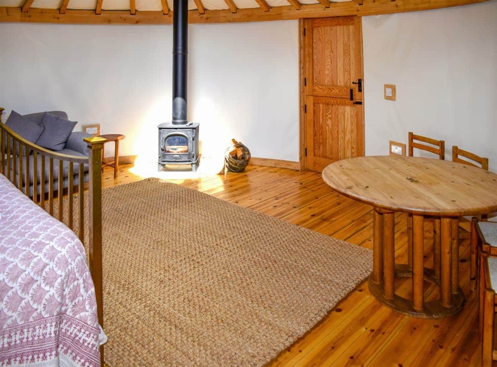 Open plan living space at Hazel Roundhouse in Beaminster, Dorset