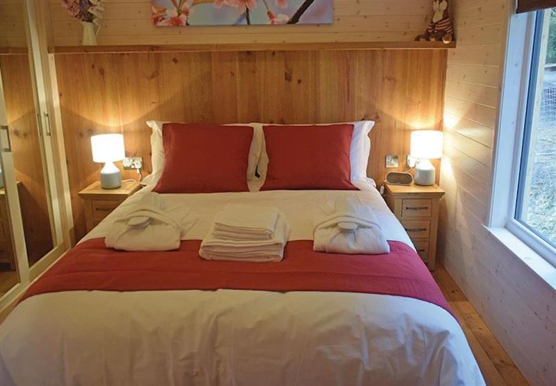 One of the bedrooms in Bramble Lodge at Hazelhurst Lodges in Ashover, Derbyshire