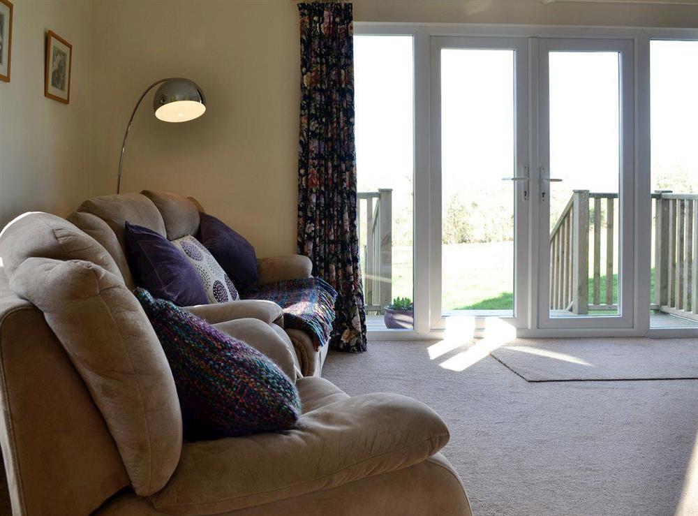 Living room at Hazelnut Lodge in Yeoford, near Crediton, Devon, England