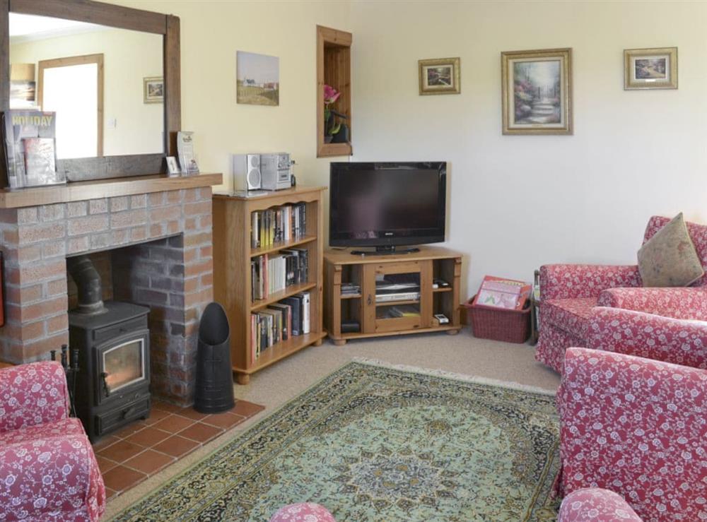 Spacious living area with multi-fuel burner at Hazels Cottage in Tangy, near Campbeltown, Argyll and Bute, Scotland