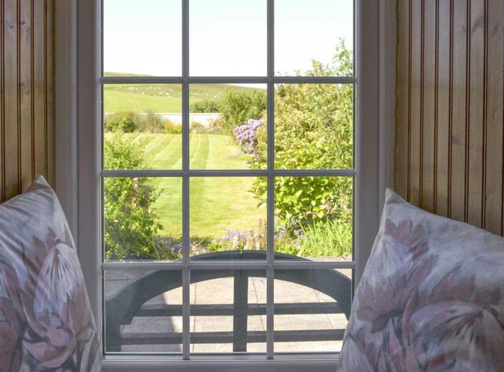 Window seat within double bedroom at Hazels Cottage in Tangy, near Campbeltown, Argyll and Bute, Scotland