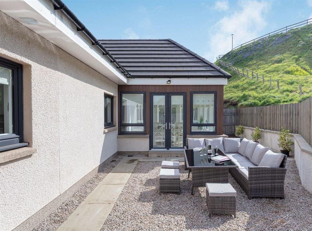 Patio at Headland View in Waters Edge, near Banff, Aberdeenshire