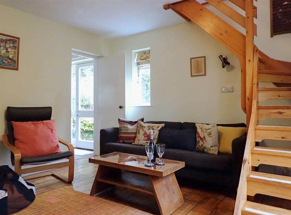 Living room at Heale Cottage in Littleham, near Bideford, Devon